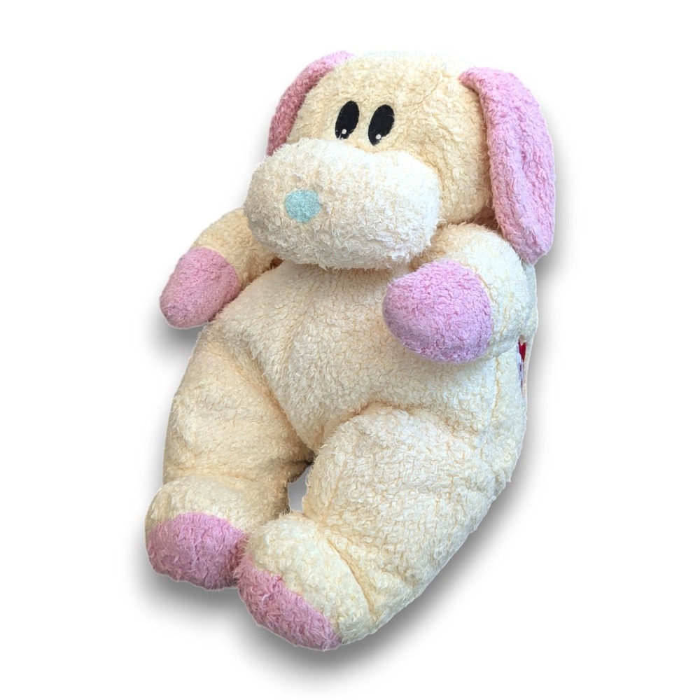 Vintage 1999 Ty Pillow Pals Dogbaby Pastel Yellow Pink Tylux Plush Puppy 11''